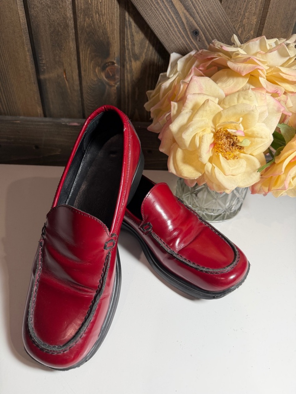 Coach Red Leather Women's Penny Loafers